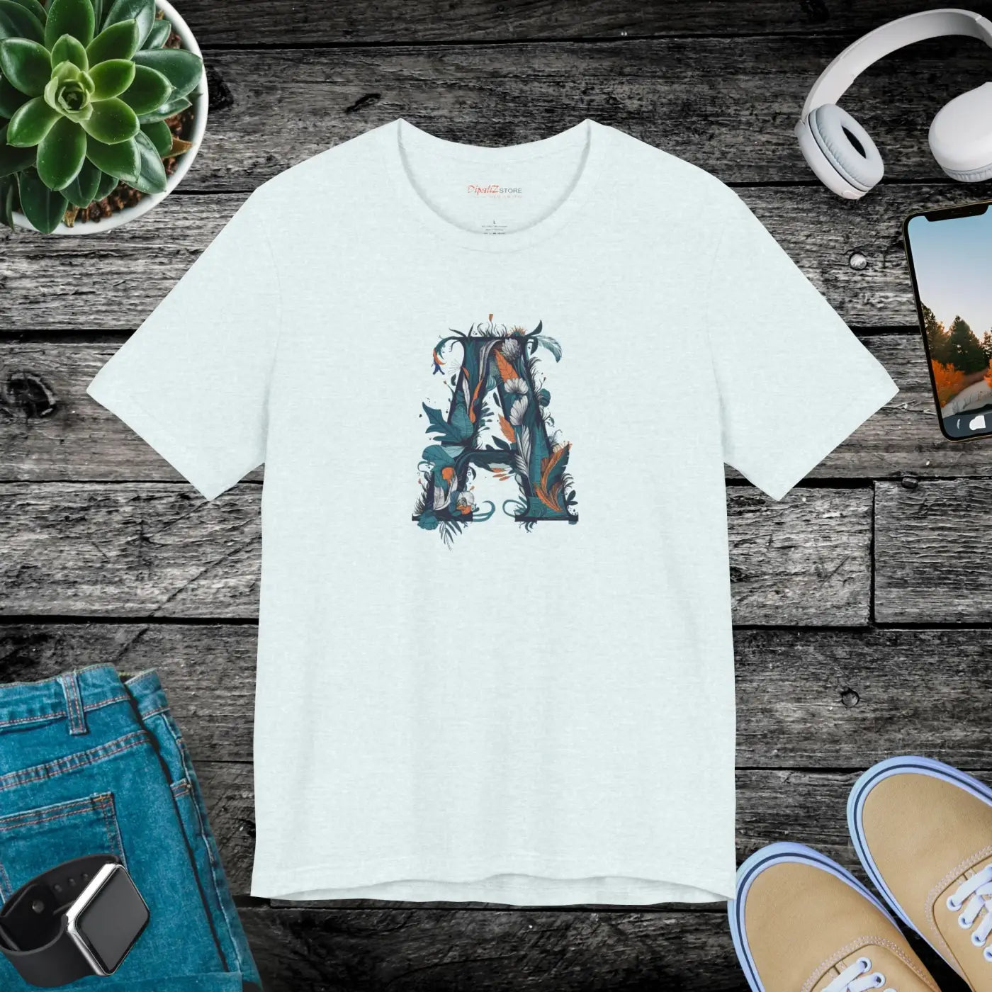 Decorative Letter A Unisex Jersey Short Sleeve Tee - DipaliZ