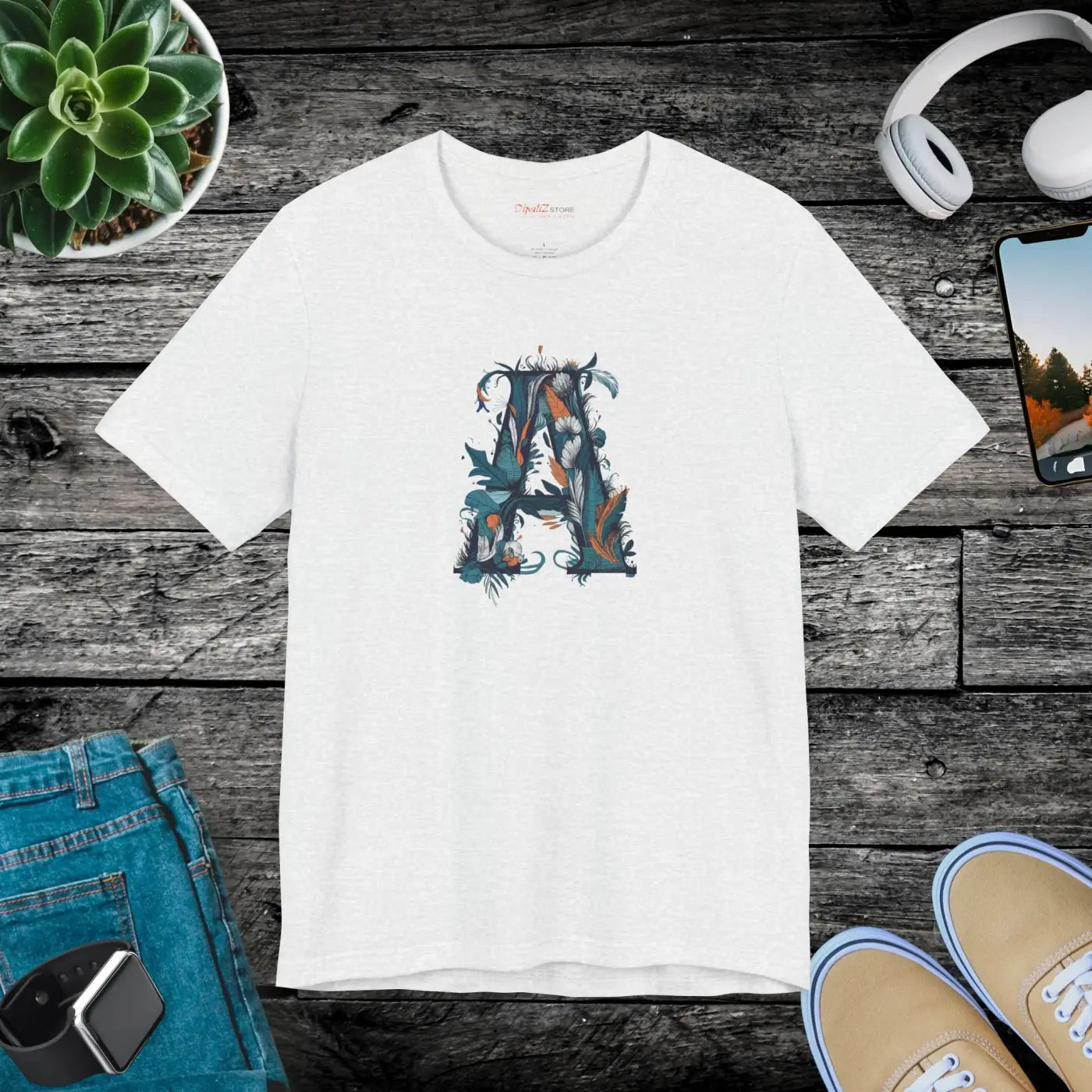 Decorative Letter A Unisex Jersey Short Sleeve Tee - DipaliZ