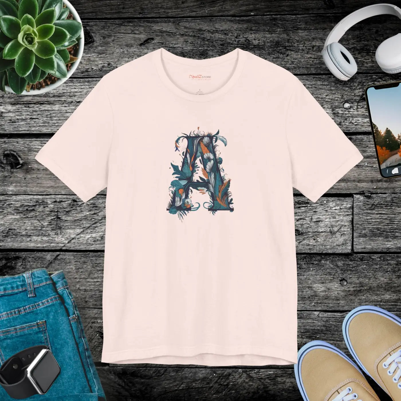 Decorative Letter A Unisex Jersey Short Sleeve Tee - DipaliZ