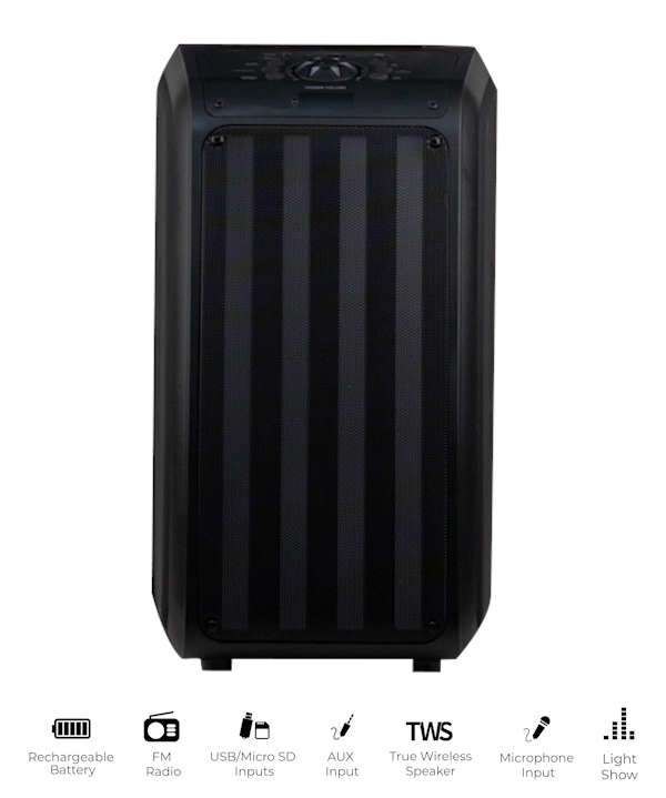 Supersonic 2 x 6.5" Sound Traveler Portable Backpack Speaker w TWS, LED Lights (IQ-8265BT)