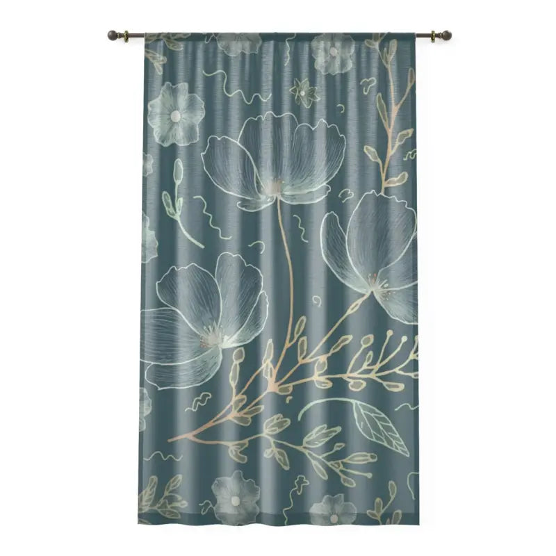Teal Flower Power Window Curtain - Artistic Home Decor - DipaliZ