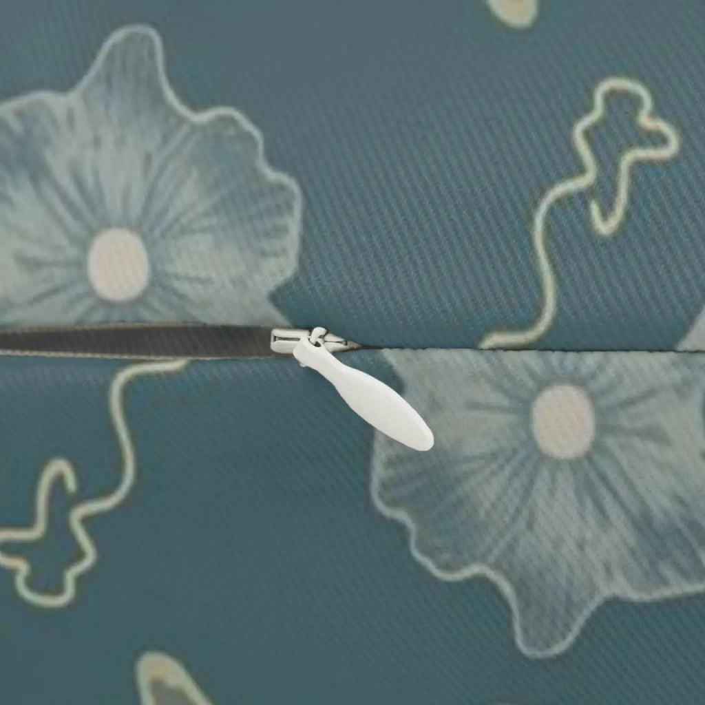 Floral Elegance Lumbar Pillow - Teal Polyester Design - DipaliZ