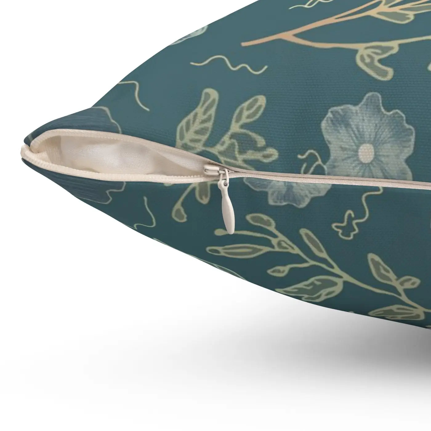 Blooming Beauty Teal Pillow - Floral Spun Polyester - DipaliZ