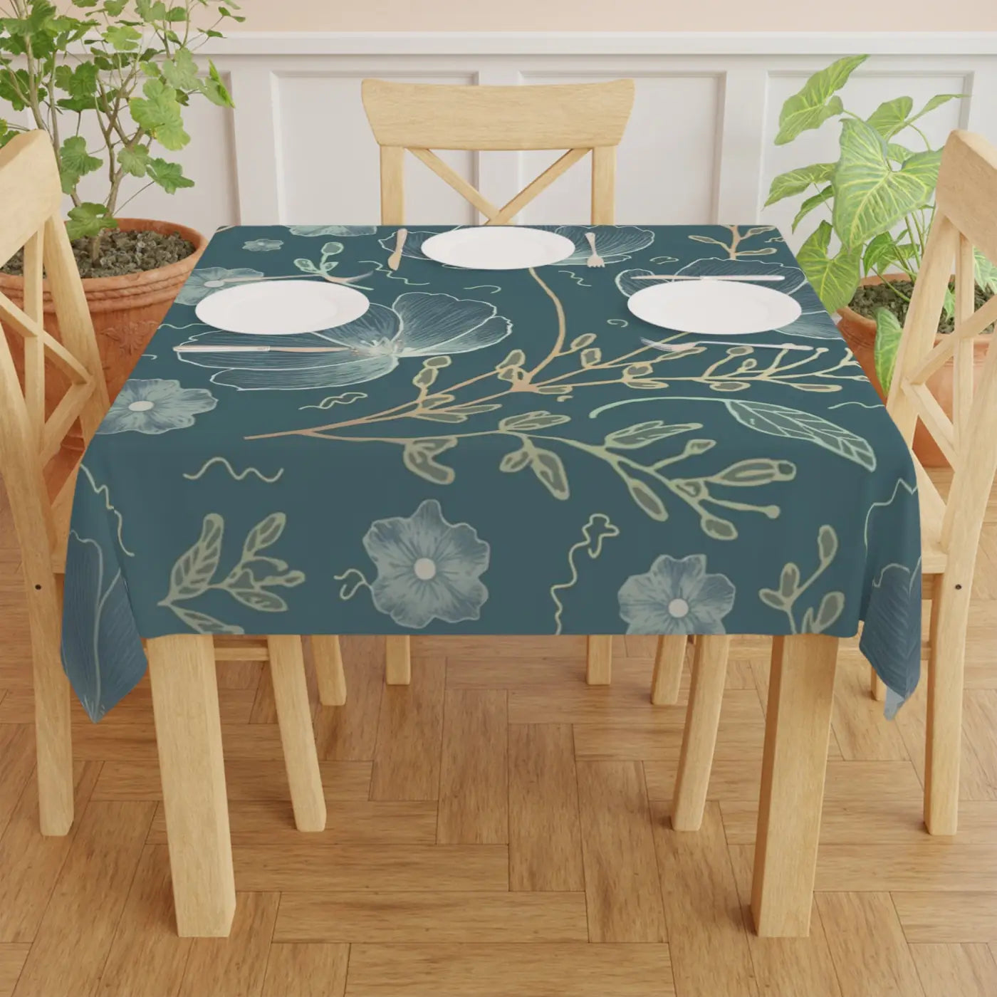Whimsical Flower Tablecloth - One Sided Print Design - DipaliZ