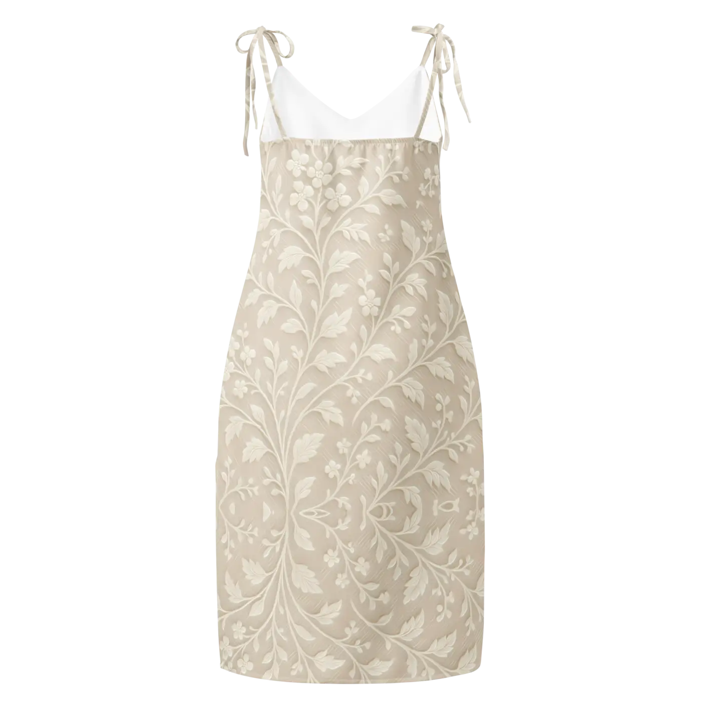 Floral Midi Dress - Delicate White Flowers Built-In Bra - DipaliZ