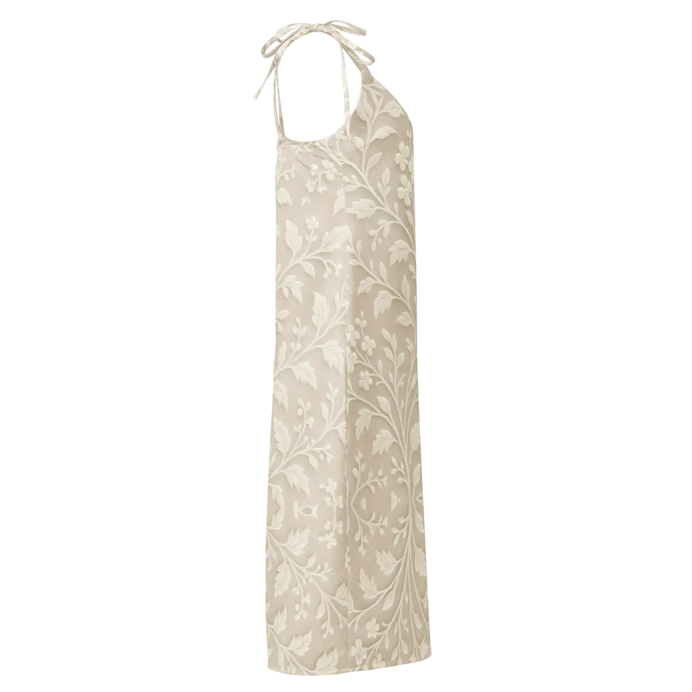 Floral Midi Dress - Delicate White Flowers Built-In Bra - DipaliZ