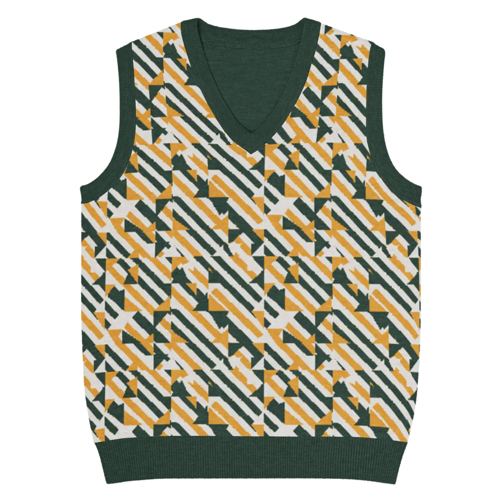 Knit V-Neck Vest - Diagonal Stripes Retro Chic - DipaliZ