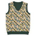 Knit V-Neck Vest - Diagonal Stripes Retro Chic - DipaliZ