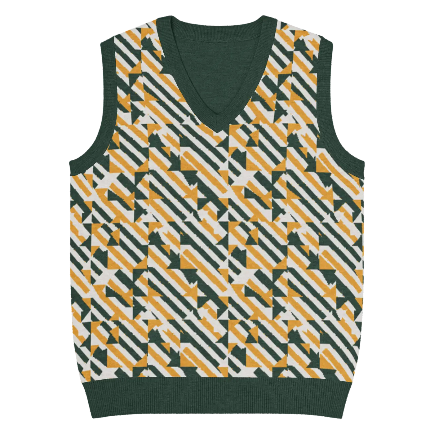 Knit V-Neck Vest - Diagonal Stripes Retro Chic - DipaliZ