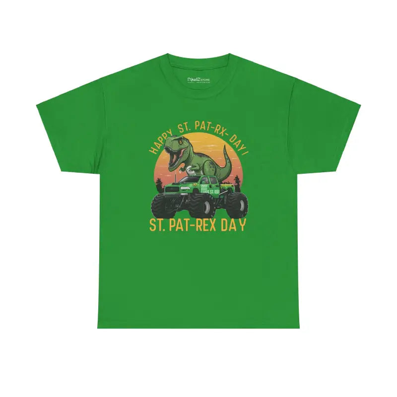 Dinosaur On Jeep Heavy Cotton Tee - St Patrick's Day - DipaliZ