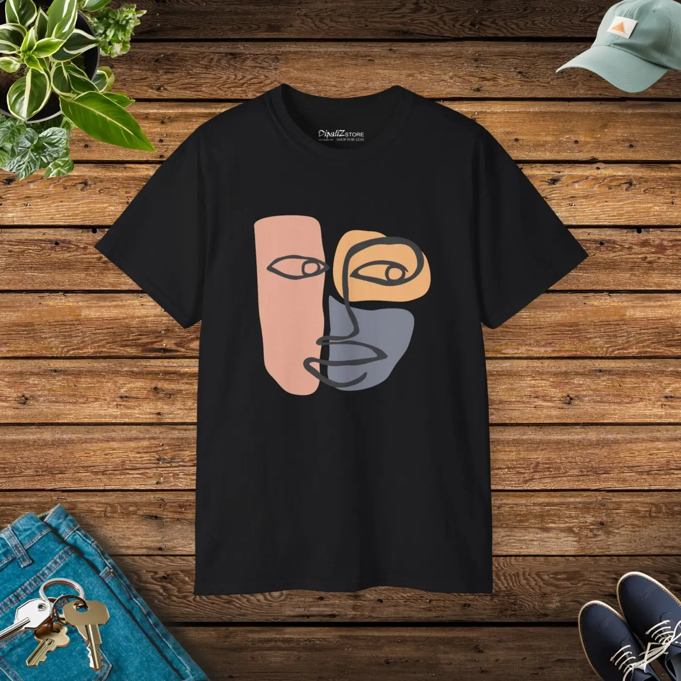 Ultra Cotton Tee - Abstract Face Design - DipaliZ