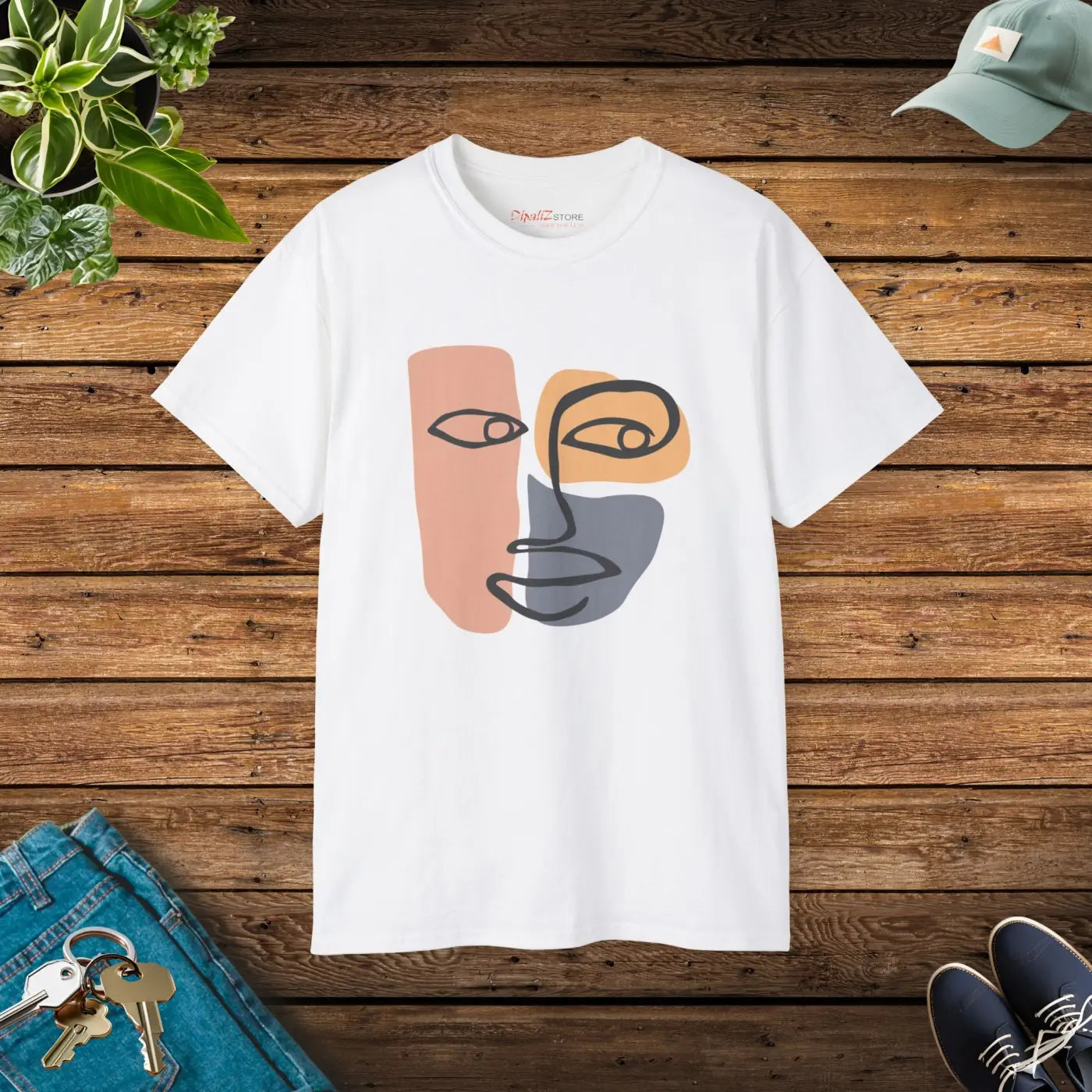 Ultra Cotton Tee - Abstract Face Design - DipaliZ