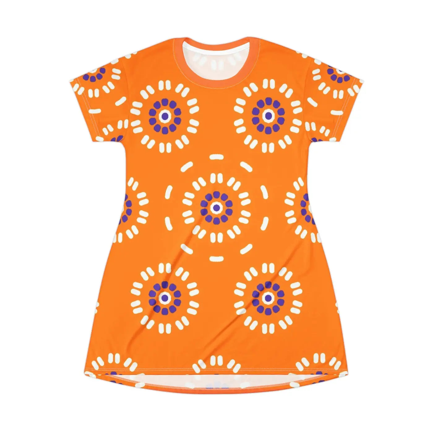 Orange Shirt Dress - Abstract Floral Pattern - DipaliZ