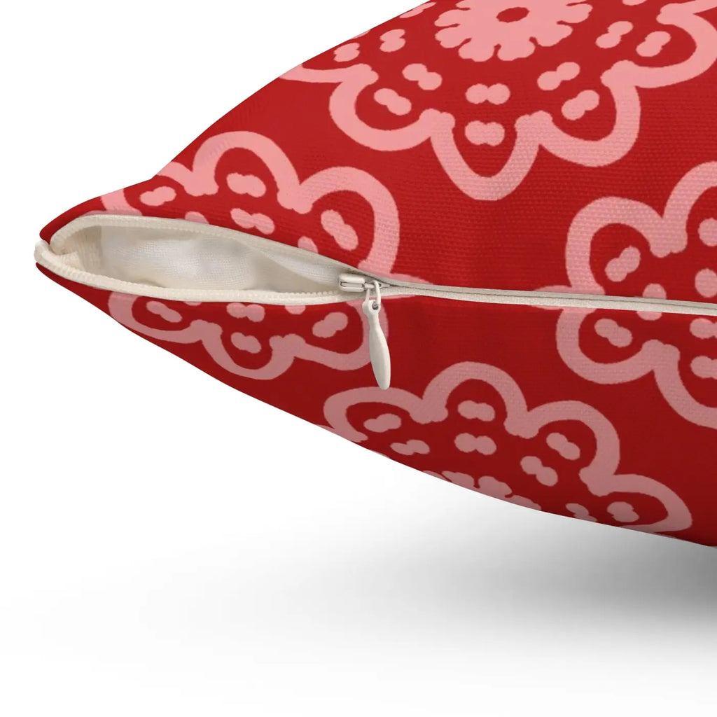 Throw Pillow - Abstract Flower Pattern Polyester Square - DipaliZ