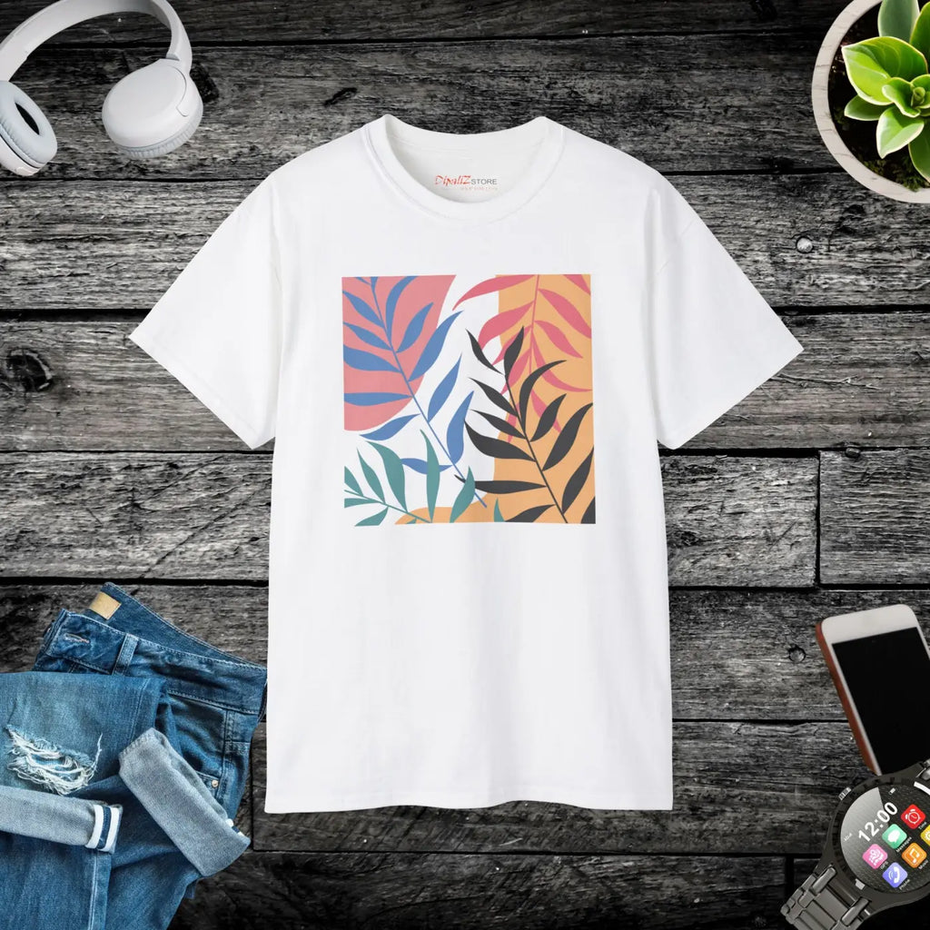 Ultra Cotton Tee - Abstract Foliage Design - DipaliZ