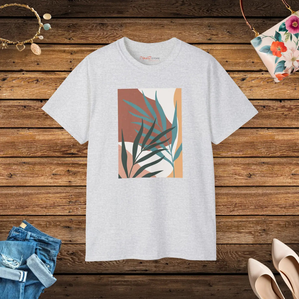 Ultra Cotton Tee - Abstract Foliage Design - DipaliZ