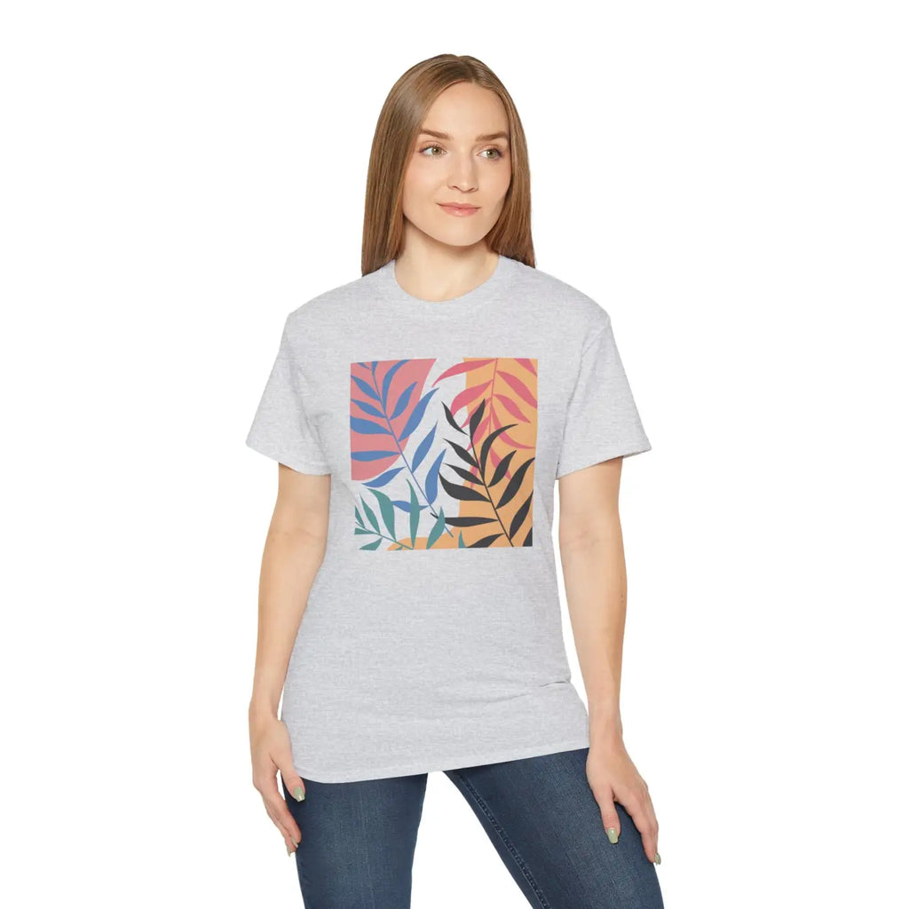 Ultra Cotton Tee - Abstract Foliage Design - DipaliZ
