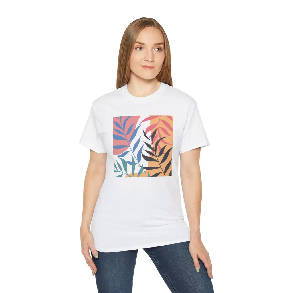 Ultra Cotton Tee - Abstract Foliage Design - DipaliZ