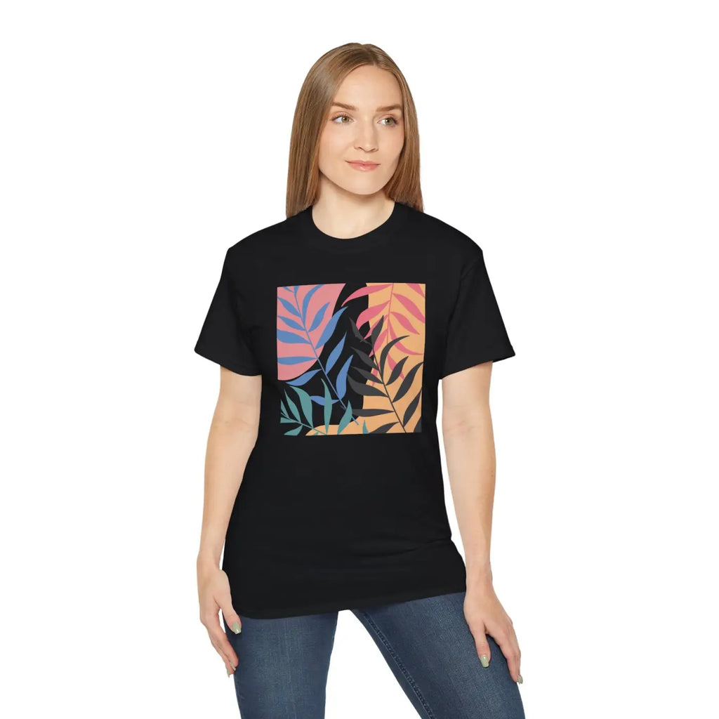 Ultra Cotton Tee - Abstract Foliage Design - DipaliZ