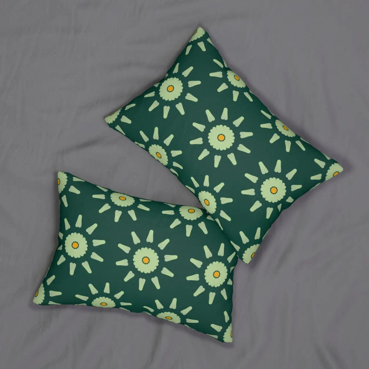 Spun Polyester Lumbar Pillow - Abstract Green Pattern - DipaliZ