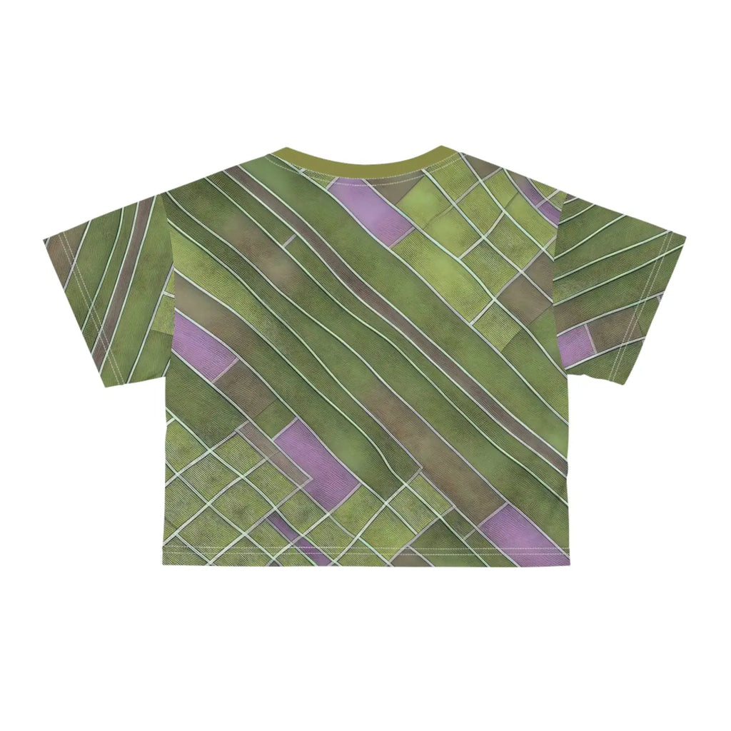 Crop Tee - Abstract Green and Purple Pattern - DipaliZ