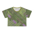 Crop Tee - Abstract Green and Purple Pattern - DipaliZ