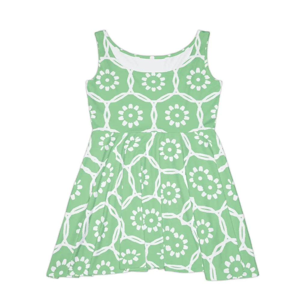 Bold Green Abstract Pattern Women's Skater Dress - DipaliZ