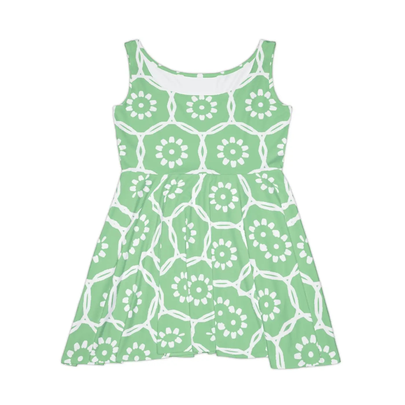 Bold Green Abstract Pattern Women's Skater Dress - DipaliZ