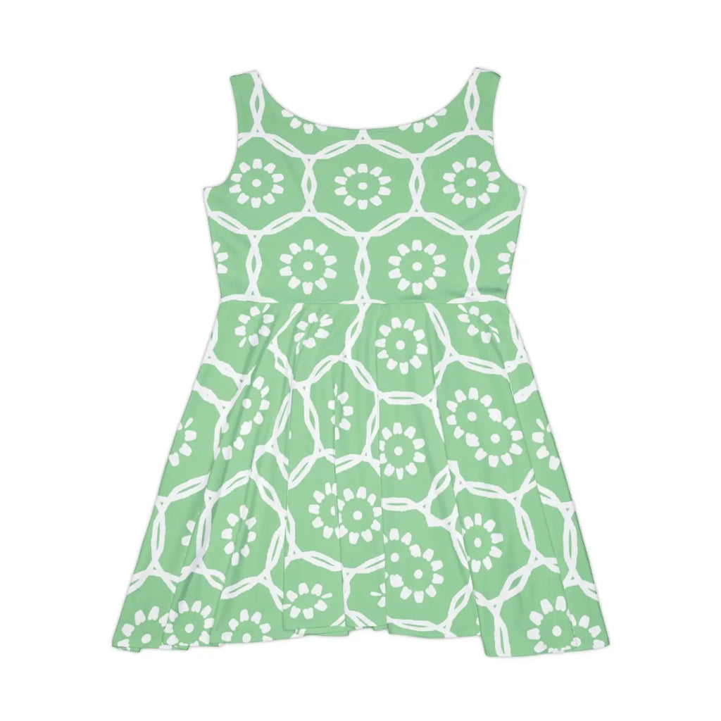 Bold Green Abstract Pattern Women's Skater Dress - DipaliZ