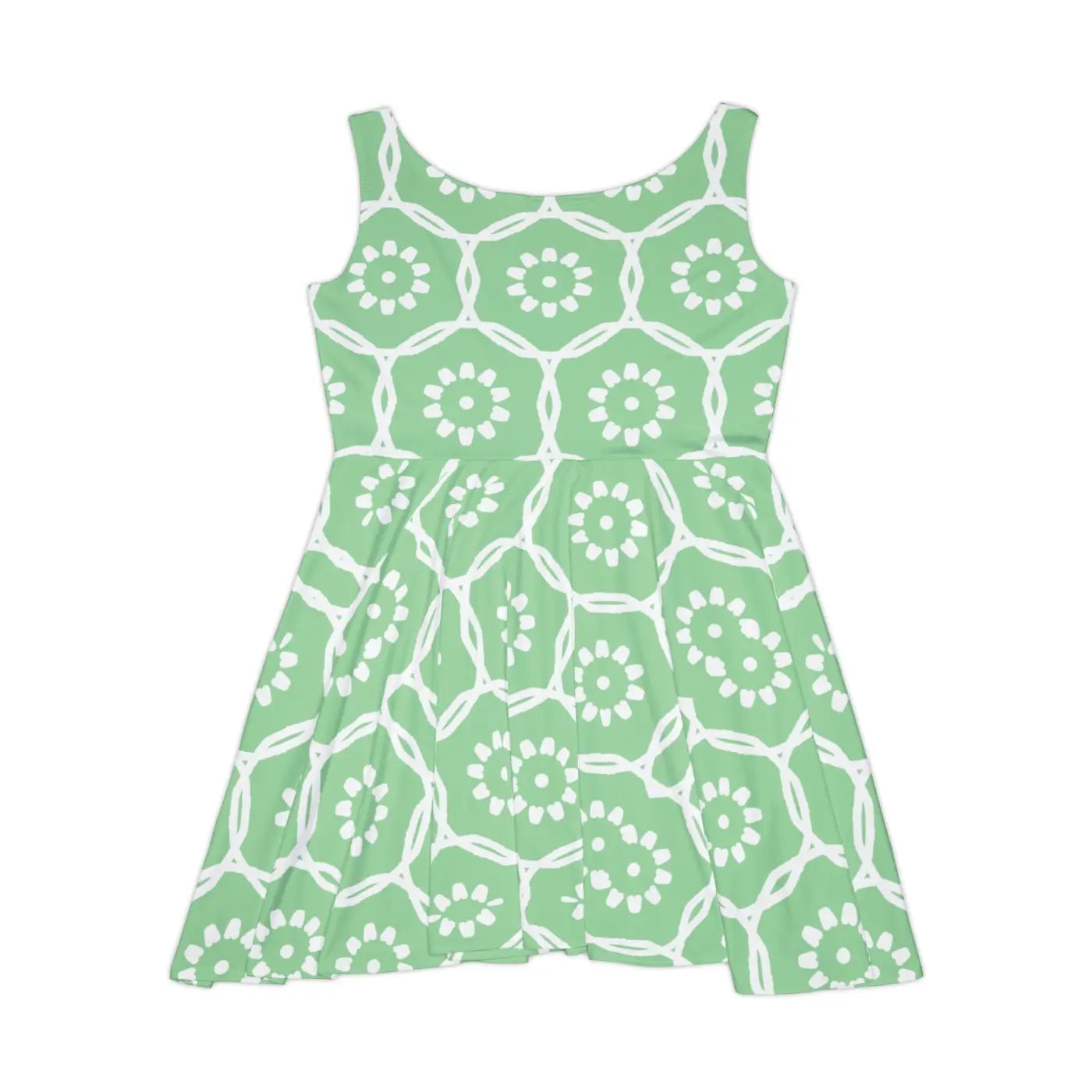 Bold Green Abstract Pattern Women's Skater Dress - DipaliZ