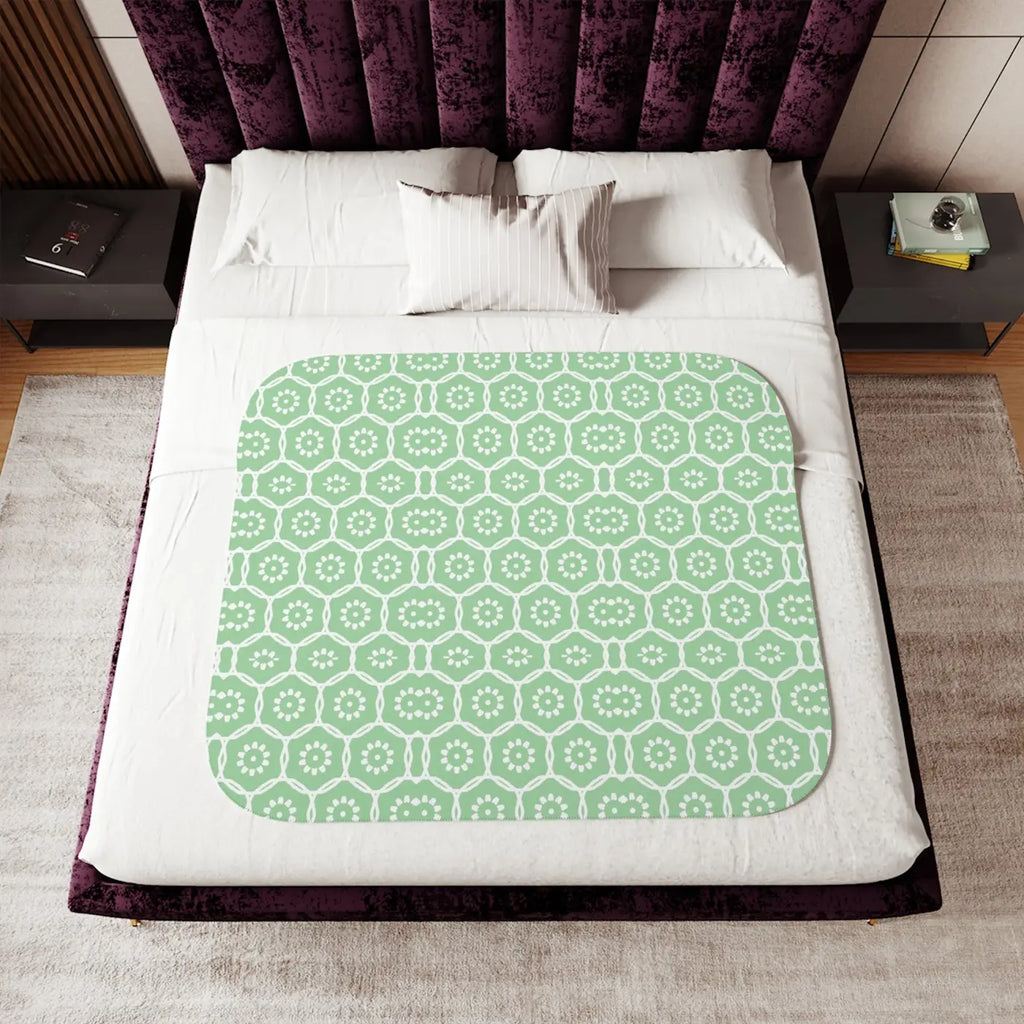 Pastel Green Sherpa Blanket - Cozy Modern Style - DipaliZ