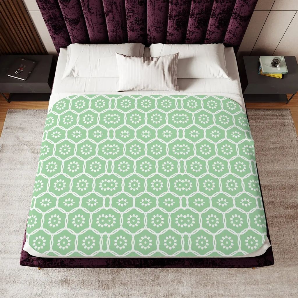Pastel Green Sherpa Blanket - Cozy Modern Style - DipaliZ