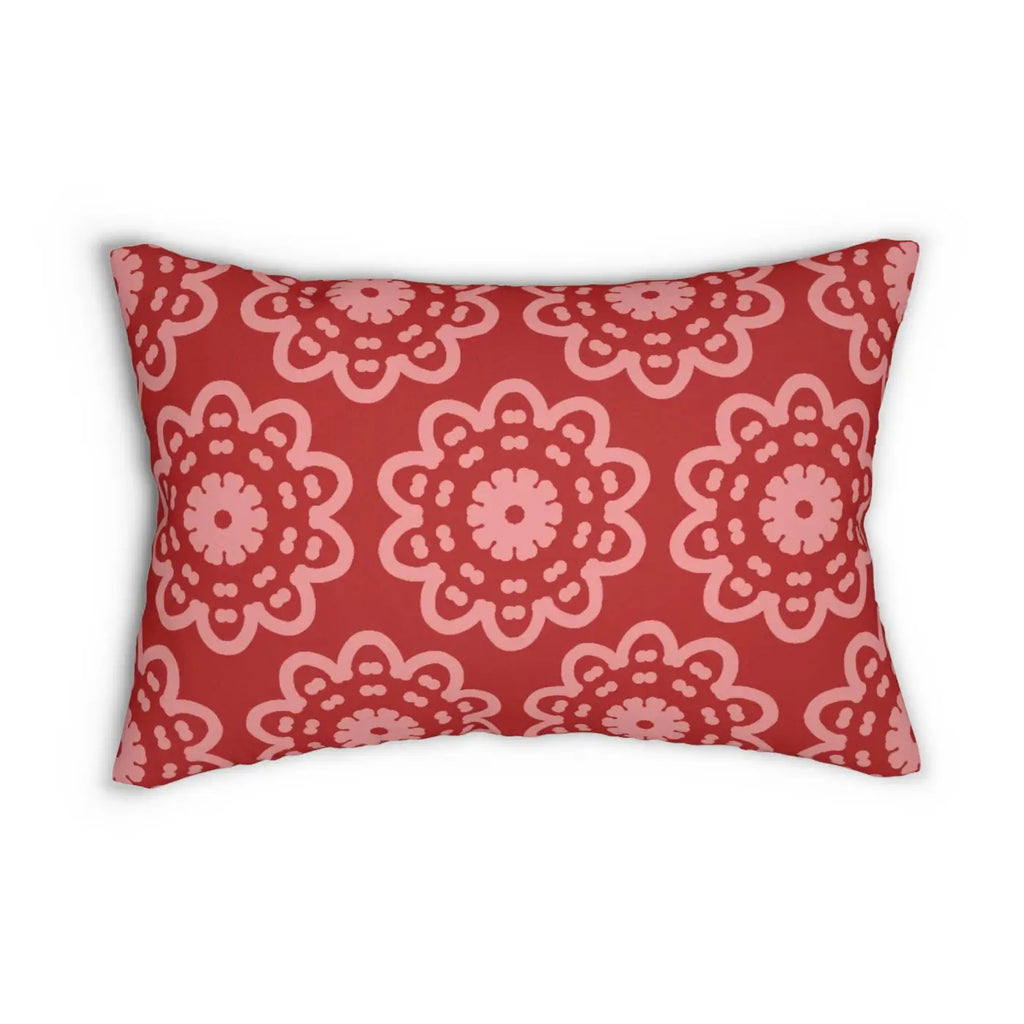 Spun Polyester Lumbar Pillow - Abstract Red Design - DipaliZ