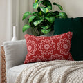 Spun Polyester Lumbar Pillow - Abstract Red Design - DipaliZ