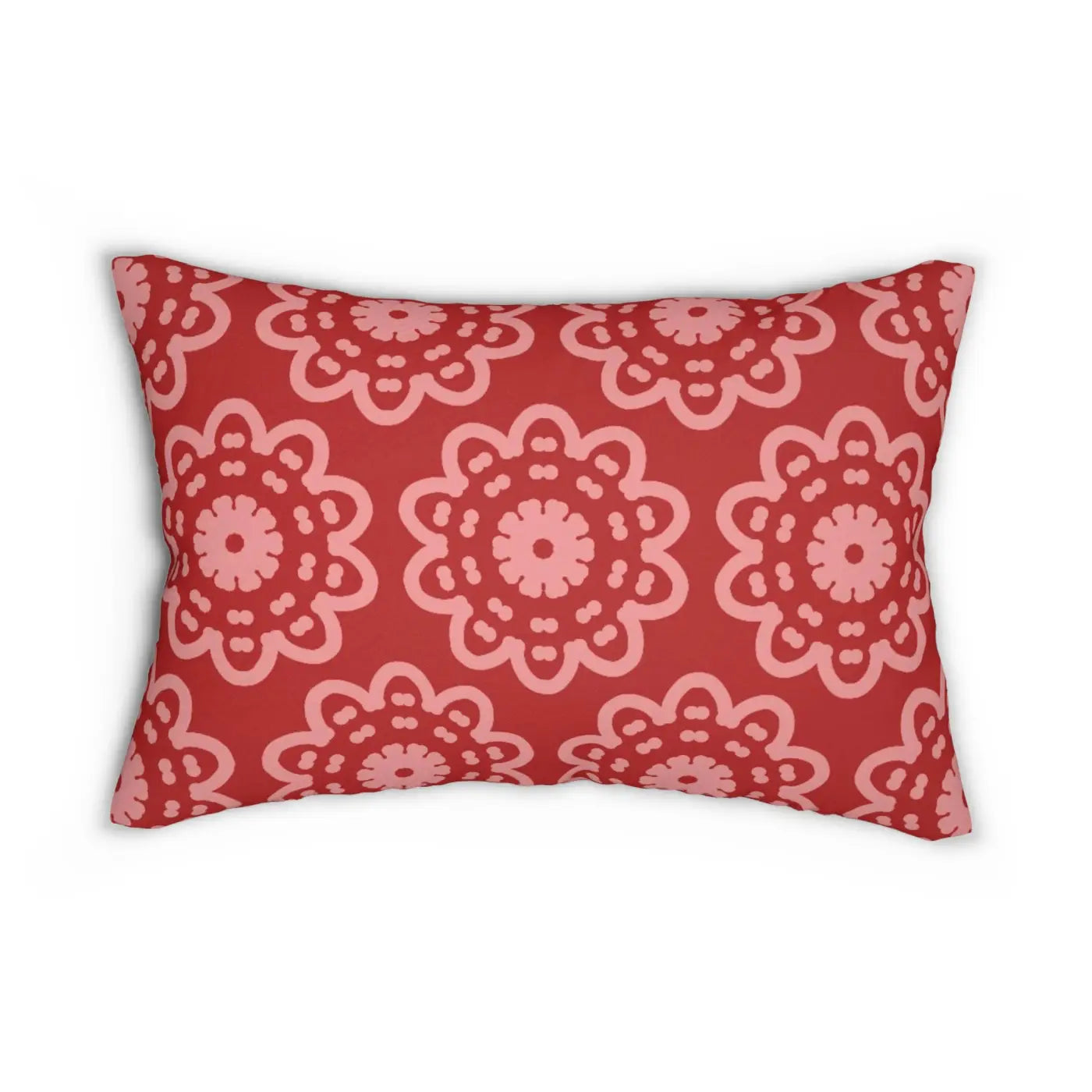 Spun Polyester Lumbar Pillow - Abstract Red Design - DipaliZ