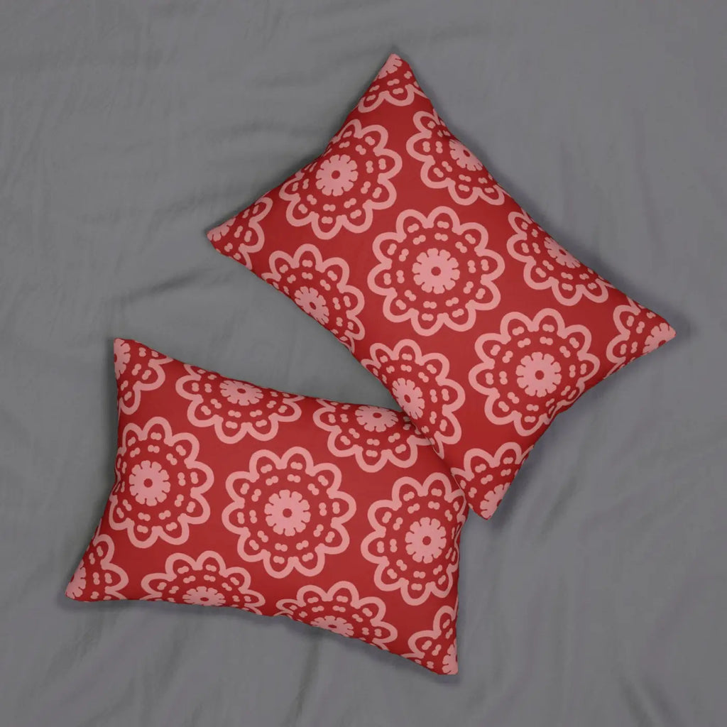 Spun Polyester Lumbar Pillow - Abstract Red Design - DipaliZ