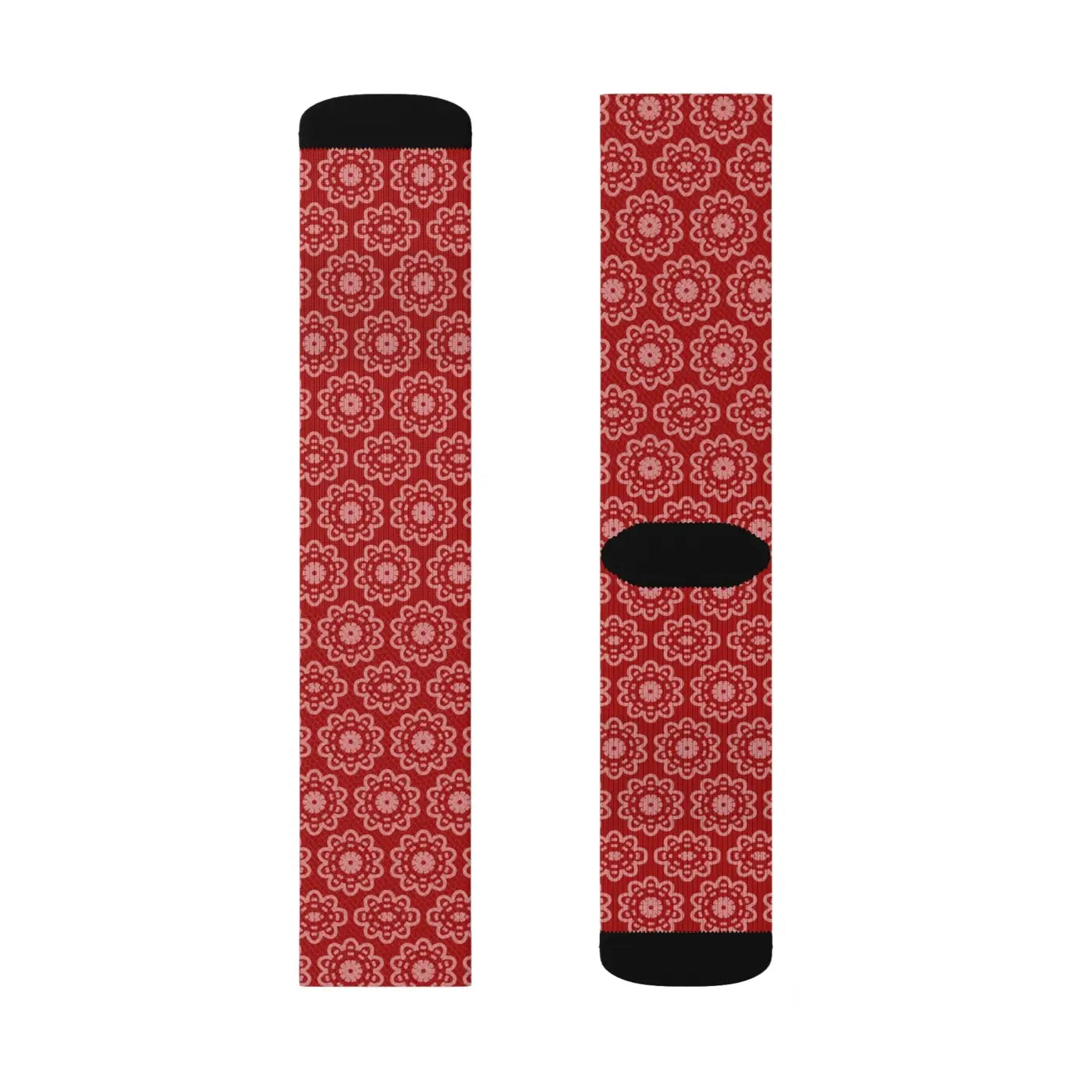 Bold Abstract Pattern Sublimation Socks - Red - DipaliZ