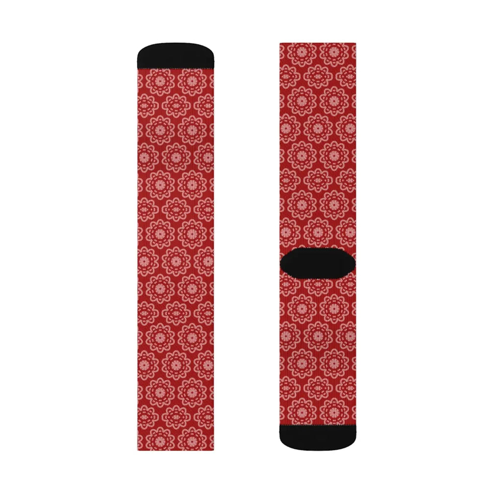 Bold Abstract Pattern Sublimation Socks - Red - DipaliZ