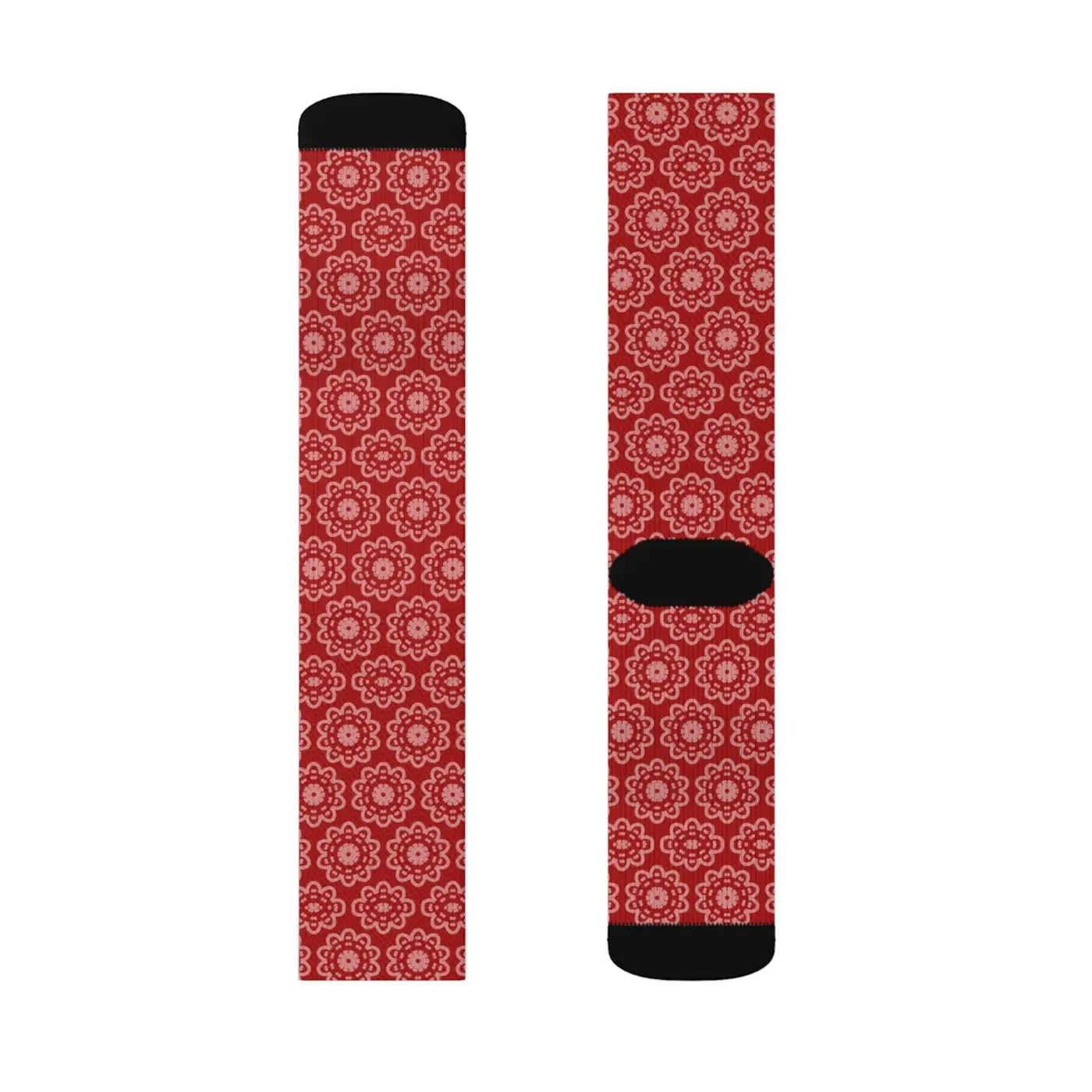 Bold Abstract Pattern Sublimation Socks - Red - DipaliZ