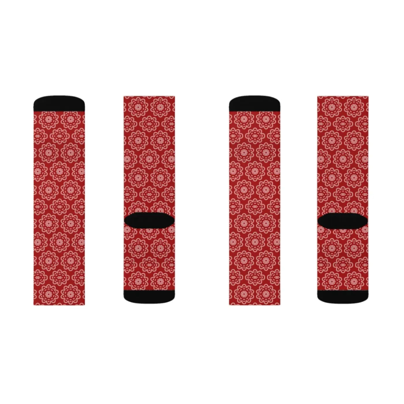 Bold Abstract Pattern Sublimation Socks - Red - DipaliZ