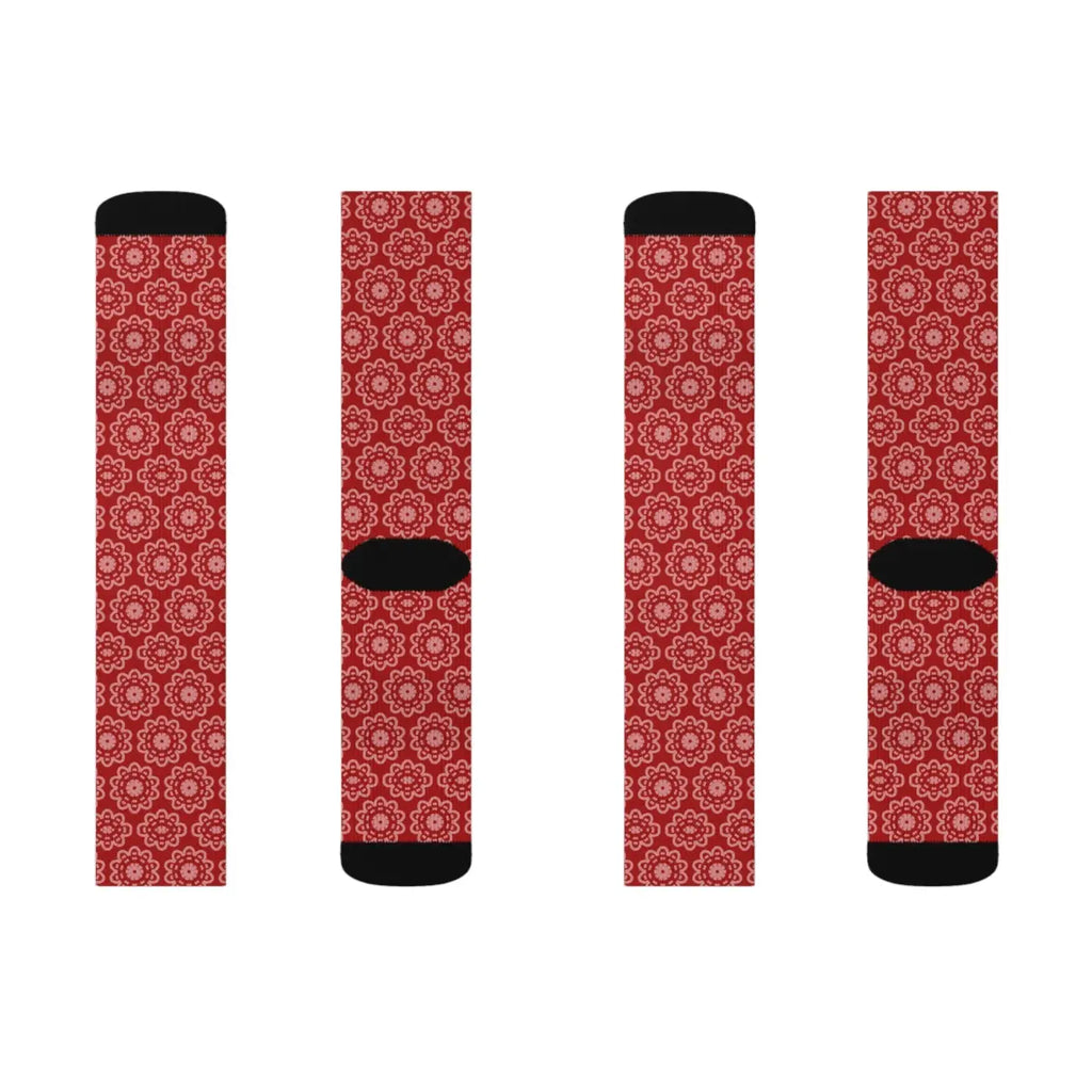 Bold Abstract Pattern Sublimation Socks - Red - DipaliZ