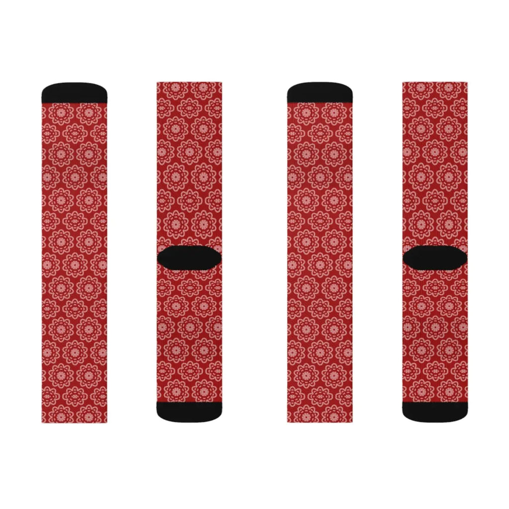 Bold Abstract Pattern Sublimation Socks - Red - DipaliZ
