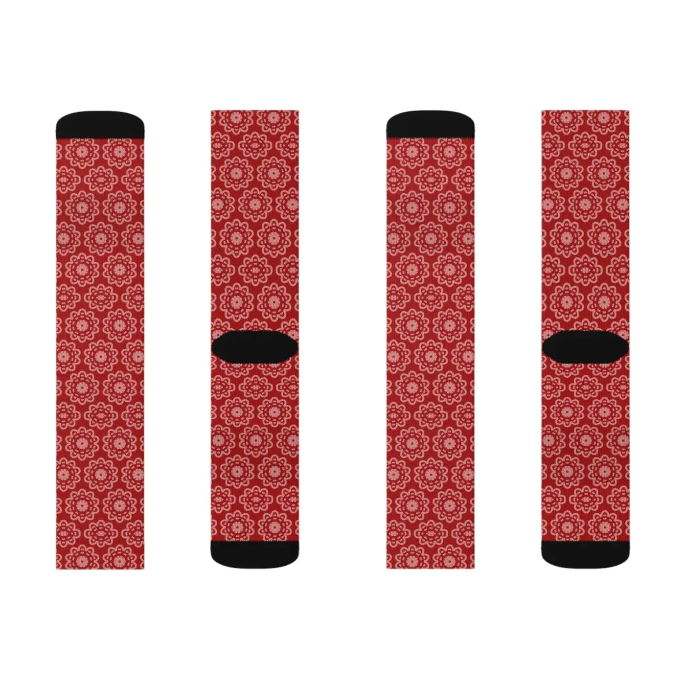 Bold Abstract Pattern Sublimation Socks - Red - DipaliZ