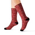 Bold Abstract Pattern Sublimation Socks - Red - DipaliZ