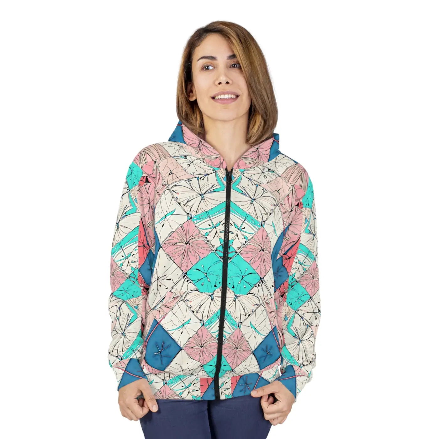 Unisex Zip Hoodie - Abstract Pattern Winter Warmth - DipaliZ