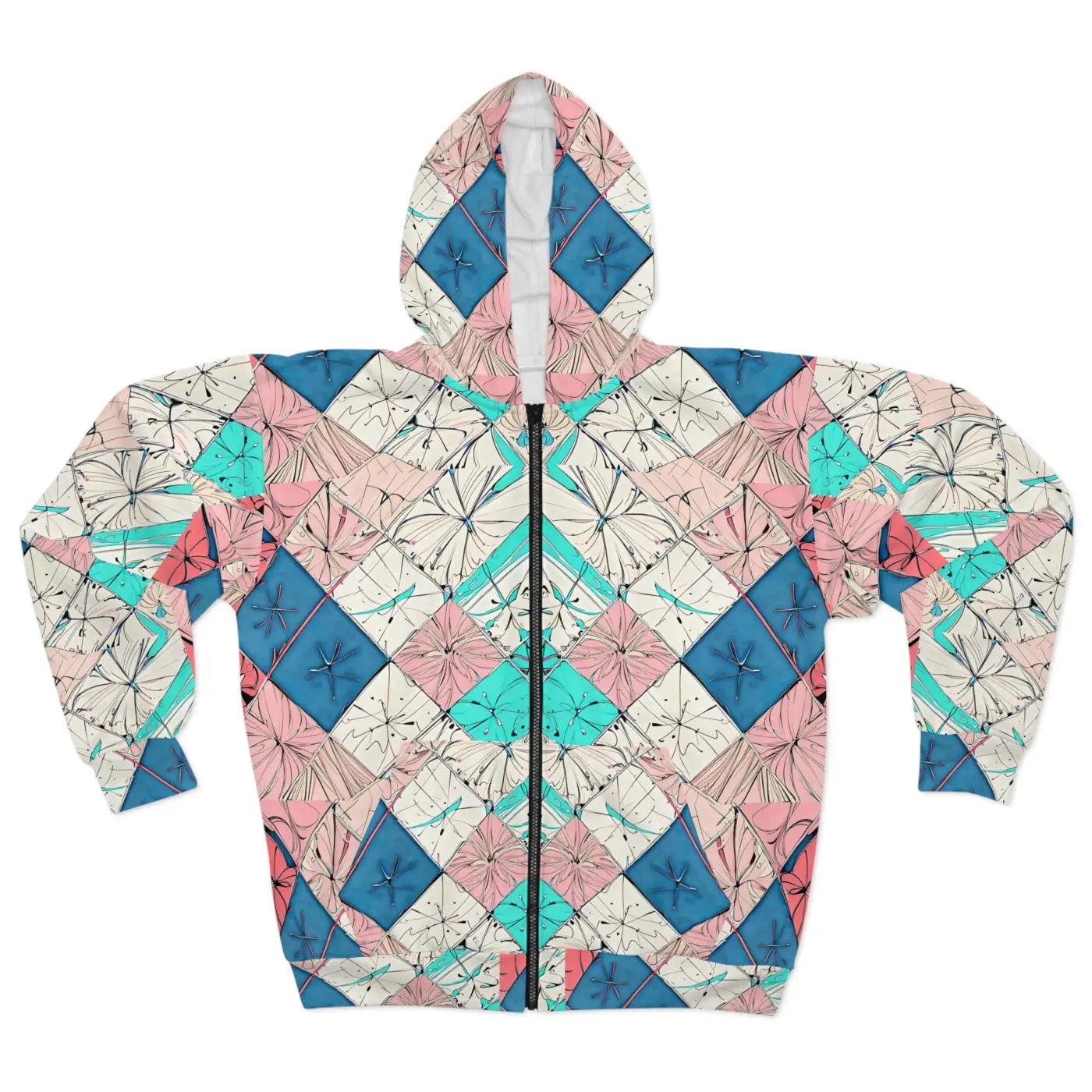 Unisex Zip Hoodie - Abstract Pattern Winter Warmth - DipaliZ