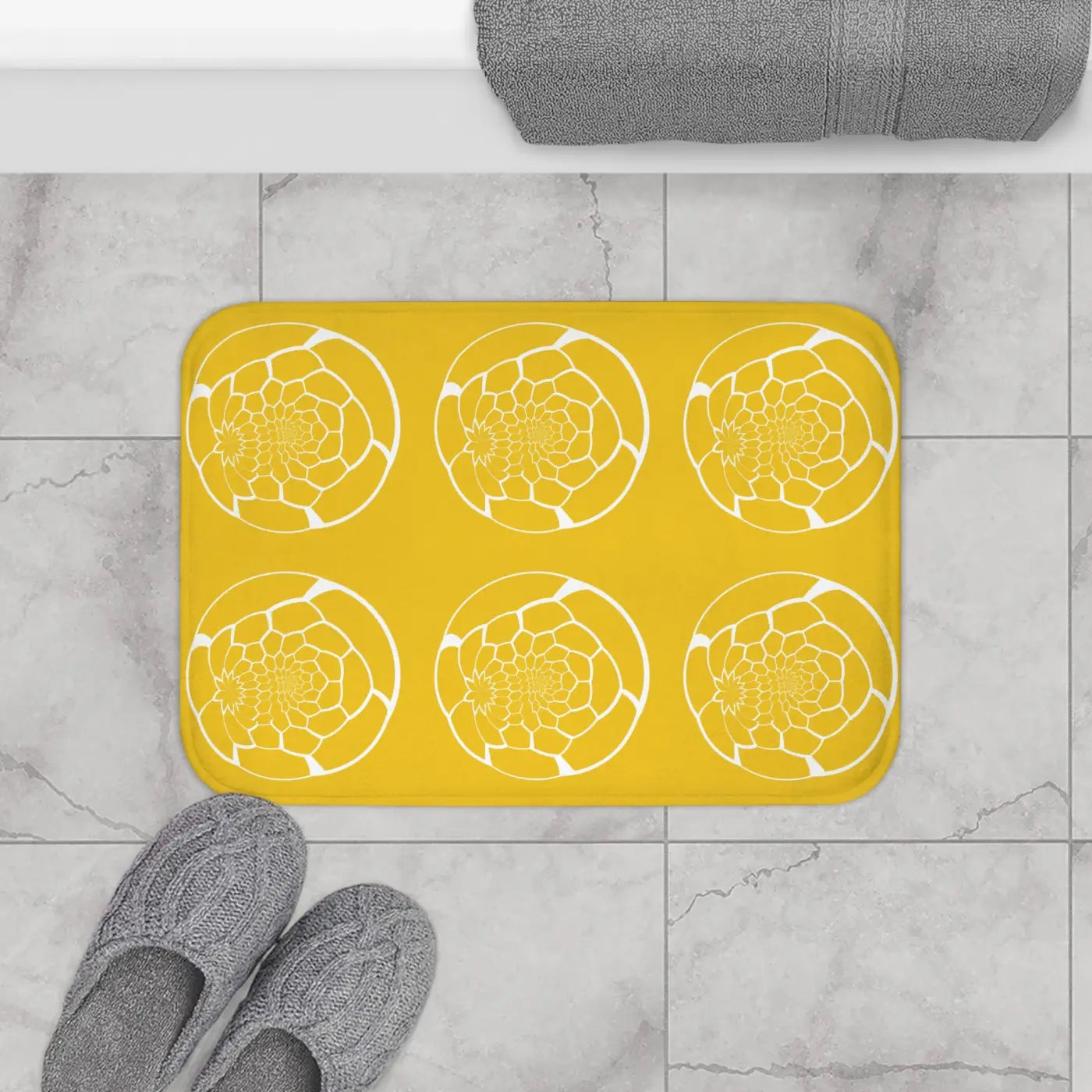 Bath Mat - Abstract Pattern Yellow Non-Slip - DipaliZ