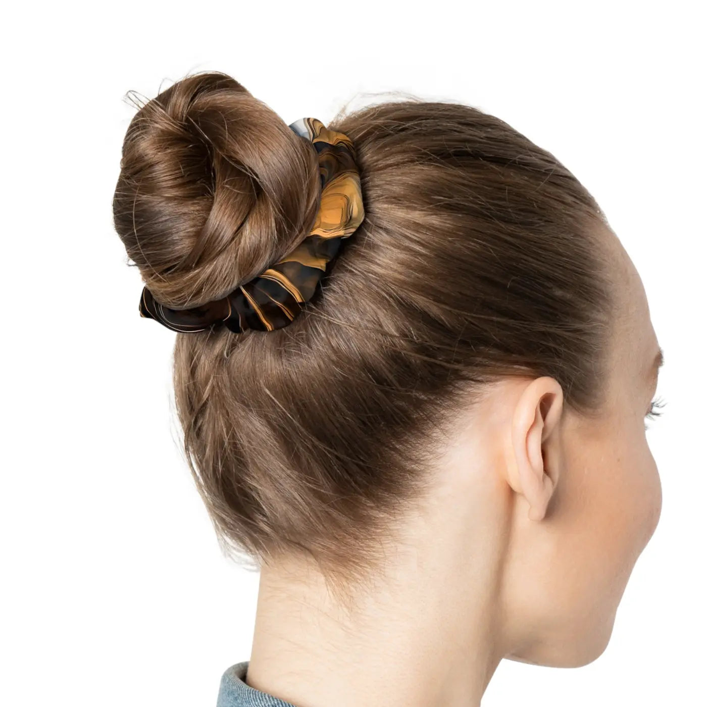 Custom Scrunchie - Abstract Purple and Gold Swirl Pattern - DipaliZ