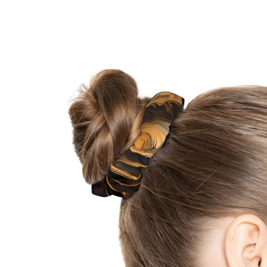 Custom Scrunchie - Abstract Purple and Gold Swirl Pattern - DipaliZ