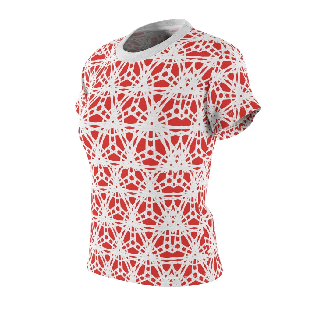 Abstract Red Pattern Tee - Polyester Comfort Fit - DipaliZ